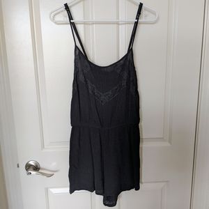 Garage Black Romper with Lace Details